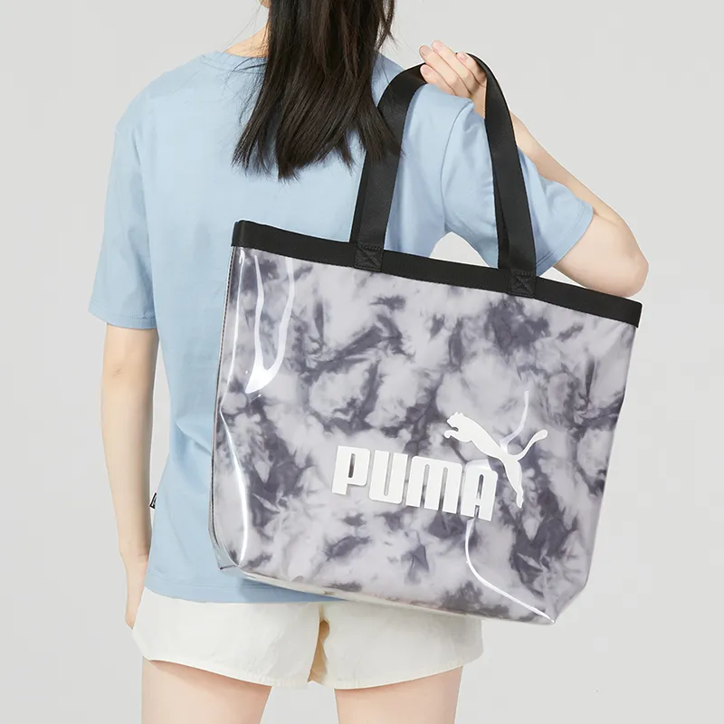 PUMA Polyurethane Tote Bag Shopping Bag Shoulder Bag Handbag Large Size Unisex White/Black-3