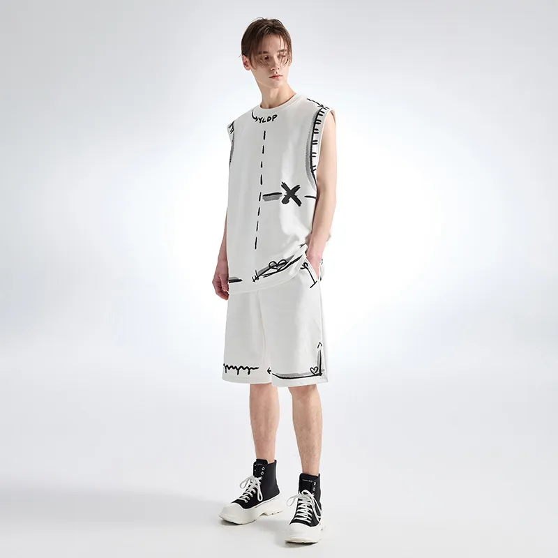 YLDP Casual Shorts Unisex White-3