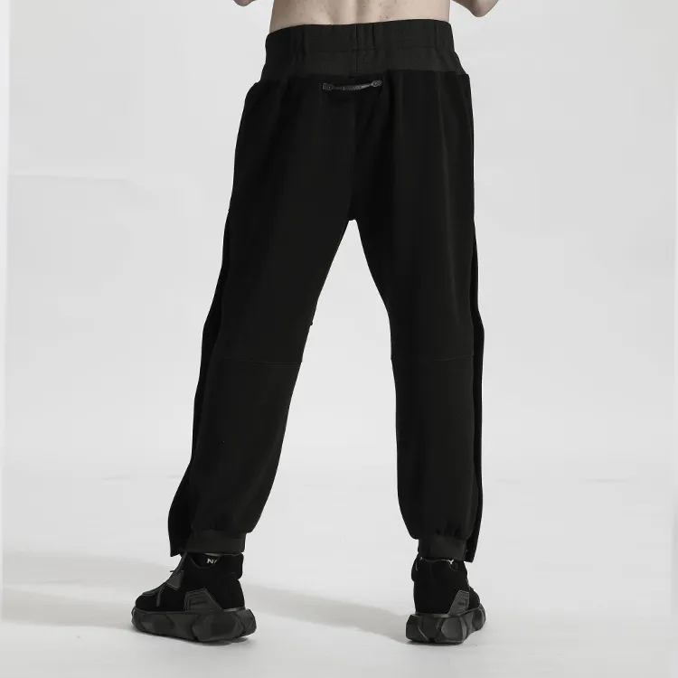 NORVINCY Breathable Elastic Waistband Solid Color Hip-Hop Casual Pants Unisex-3