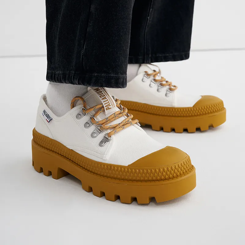 Palladium Pampa PampaMtLo Wear Resistant Low Top Canvas Shoes Unisex Bright White Orange Yellow-5
