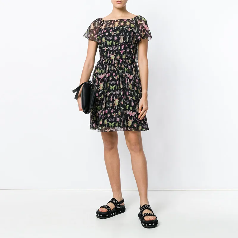 RED VALENTINO Short Sleeved Dresses Women's Black-2