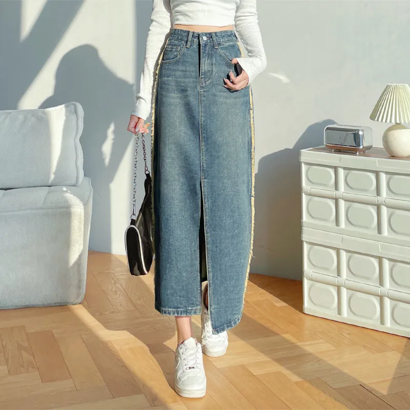 MITUAN Denim Short Skirts Women's Vintage Blue-2