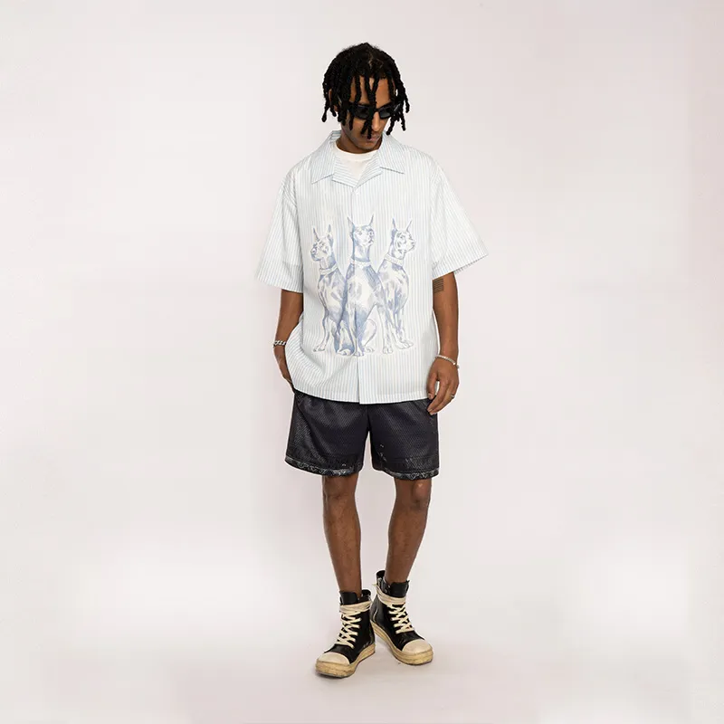 EMPTY REFERENCE Shirts Unisex Blue White Stripes-2