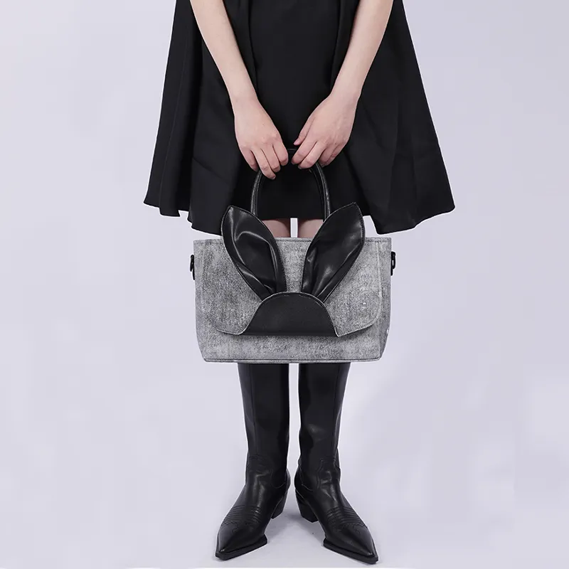 REBIRTH Canvas Rabbit Bag Canvas Bag Handbag Tote Large Size Women's Hi Bunny-1