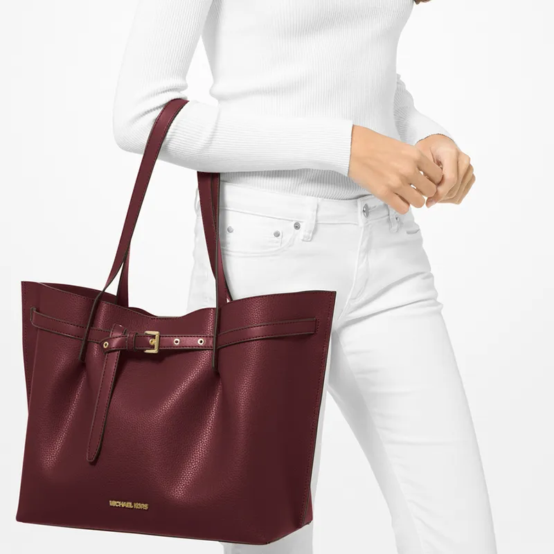MICHAEL KORS Emilia Cow Leather Shoulder Bag Large Size Women's Burgundy-2