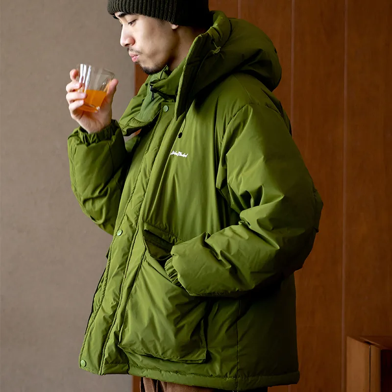 URBAN STANDARD Solid Color Hooded Loose Fit Thickened Down Jacket Unisex-3
