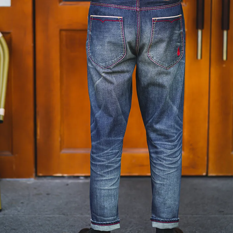 TEKABLU Slim Fit Pants Jeans Men's Washed Blue-3