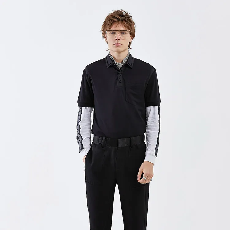 DAVID NAMAN Etruscan Series Polo Shirts Men Black-2