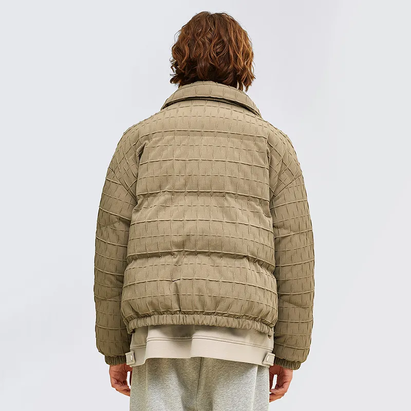 BAGGL Solid Color Loose Fit Thickened Puffer Jacket Unisex Khaki-4