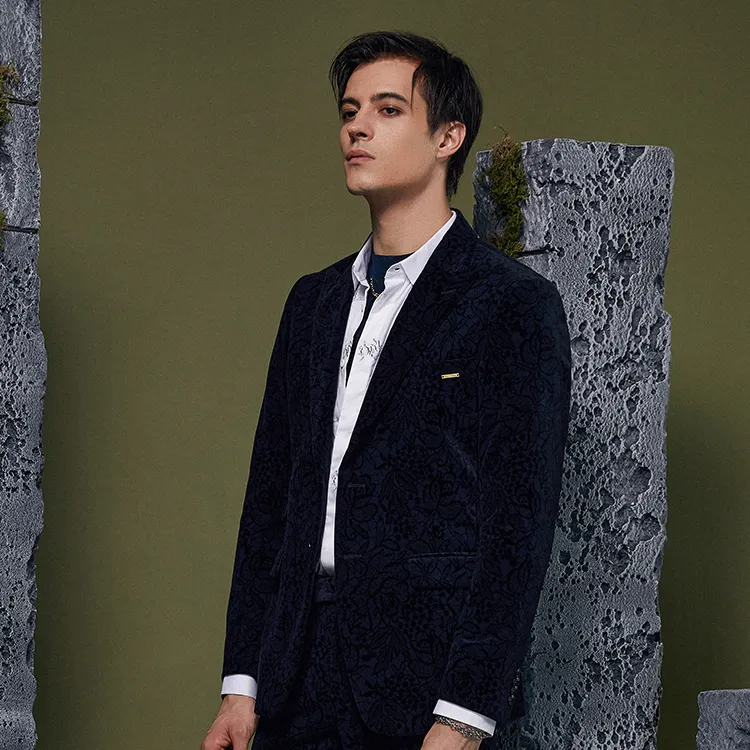 DAVID NAMAN Business Suits Men Navy Blue-5