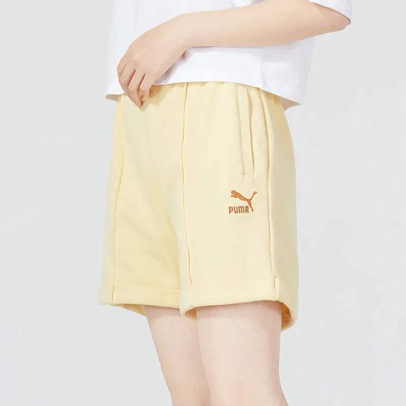 PUMA Casual Shorts Women's Beige Yellow-4