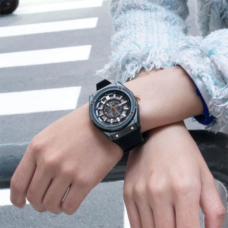 HANBORO Big Explosion Collection Automatic Mechanical Movement Watch Men's Watches Black Dial HBR9009.1-HH-4