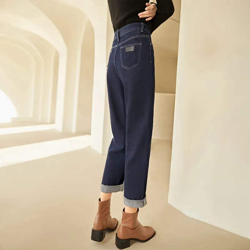 DIALOGUE Jeans Women's Dark Denim Blue-3