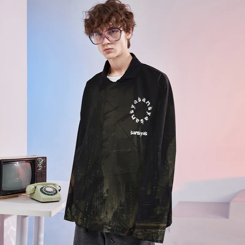 SANSYAS FW22 Loose Fit Jacket Unisex Black-3