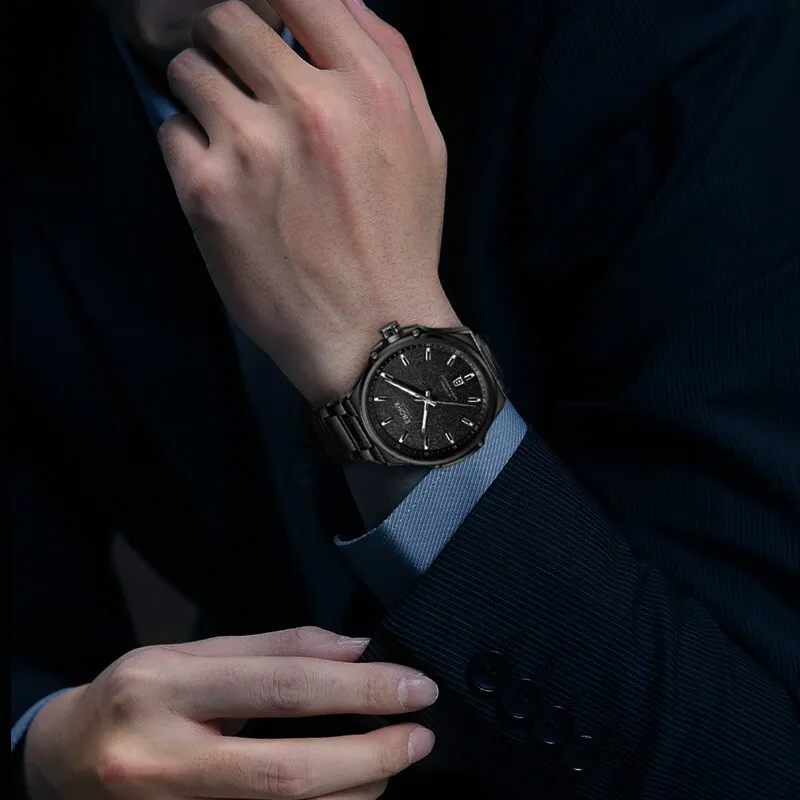 EBOHR Explorer Collection Mechanical Movement Stainless Steel Strap Watch Men's Watches Black Dial 21088218-2