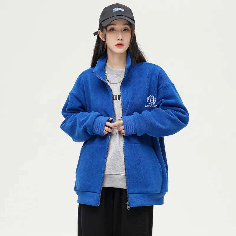 SCRM Stand Collar Loose Fit Cardigan Sweatshirt Unisex-14