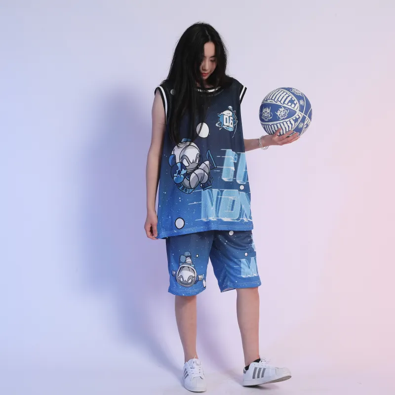 FireMonkey Astronaut Collection Basketball Jerseys Unisex Blue-3