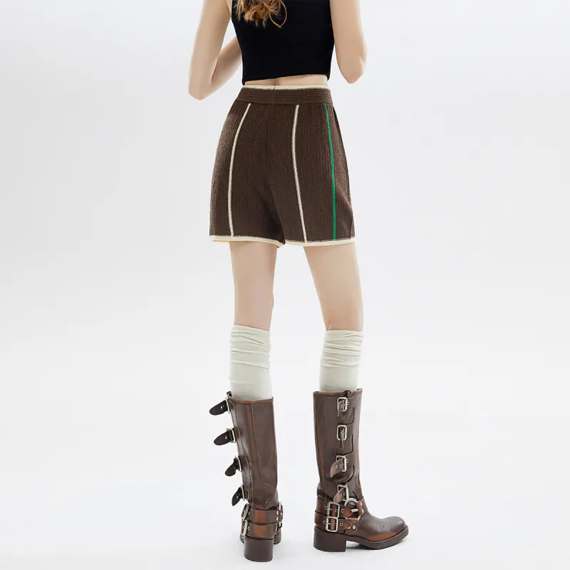 MEETLADY Casual Shorts Women's Coffee-5