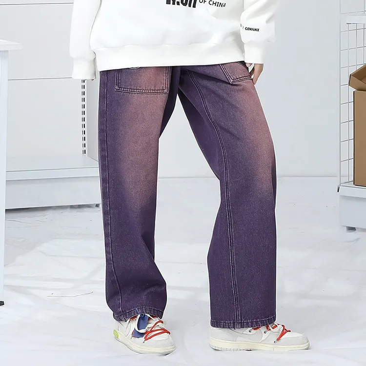 GENANX Straight Jeans Unisex Purple-3