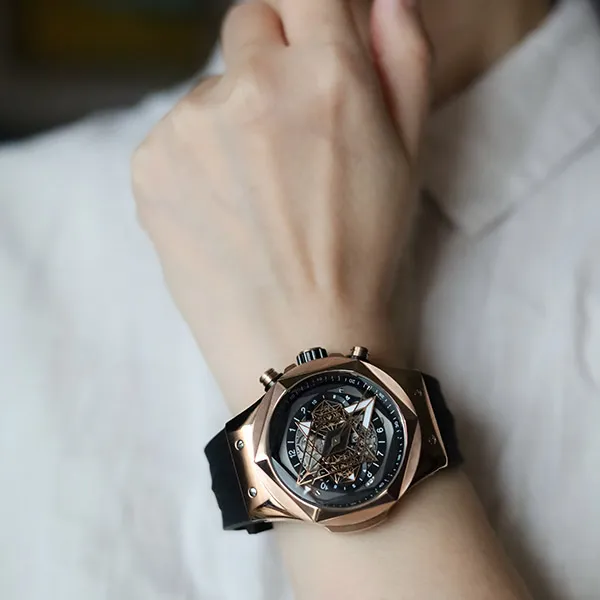 HANBORO Automatic Mechanical Movement Watch Men's Watches Cut Out Dial HBR 998MH-3