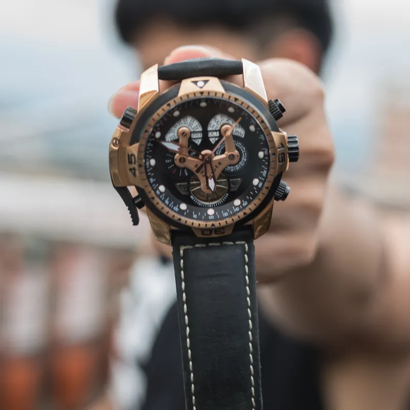 REEF TIGER Mechanical Movement Rubber Band Strap Watch Men's Watches Black Dial-6