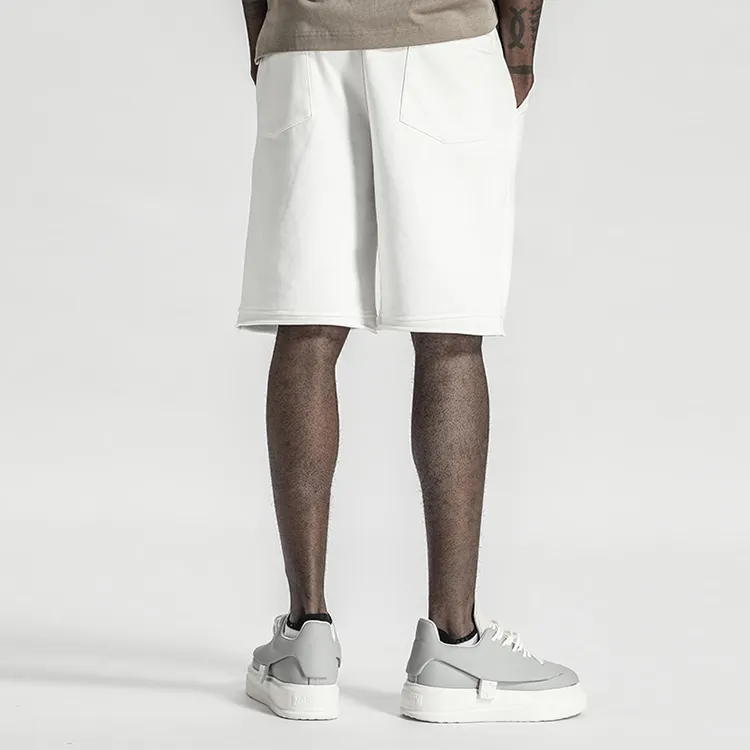 NORVINCY Sports Breathable Knitted Fabric Casual Shorts Knee Length Pants Summer Unisex White-3