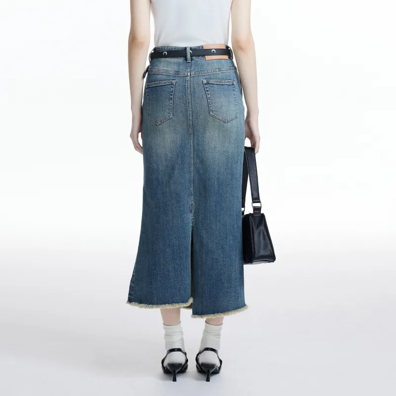 LIUREGALI Denim Long Skirt Women's-3