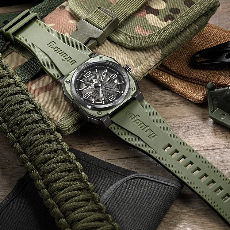 INFANTRY Hero Collection Mechanical Movement Watch Men's Watches Cut Out Dial-4