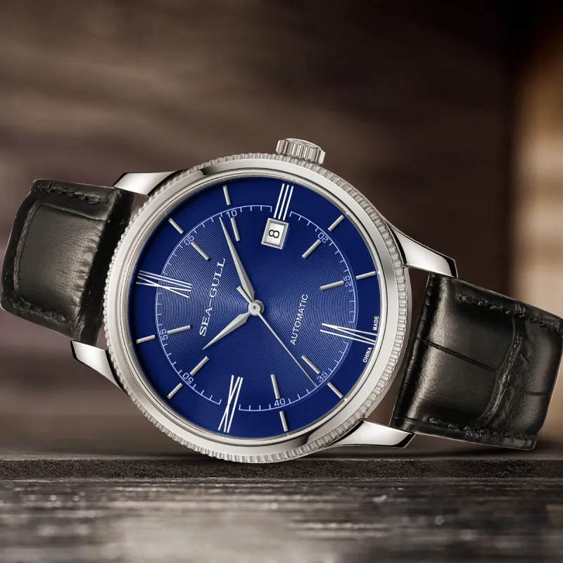 Sea Gull New Inspiration Automatic Mechanical Movement Genuine Leather Strap Watch Men's Watches White Dial 819.37.6077-1