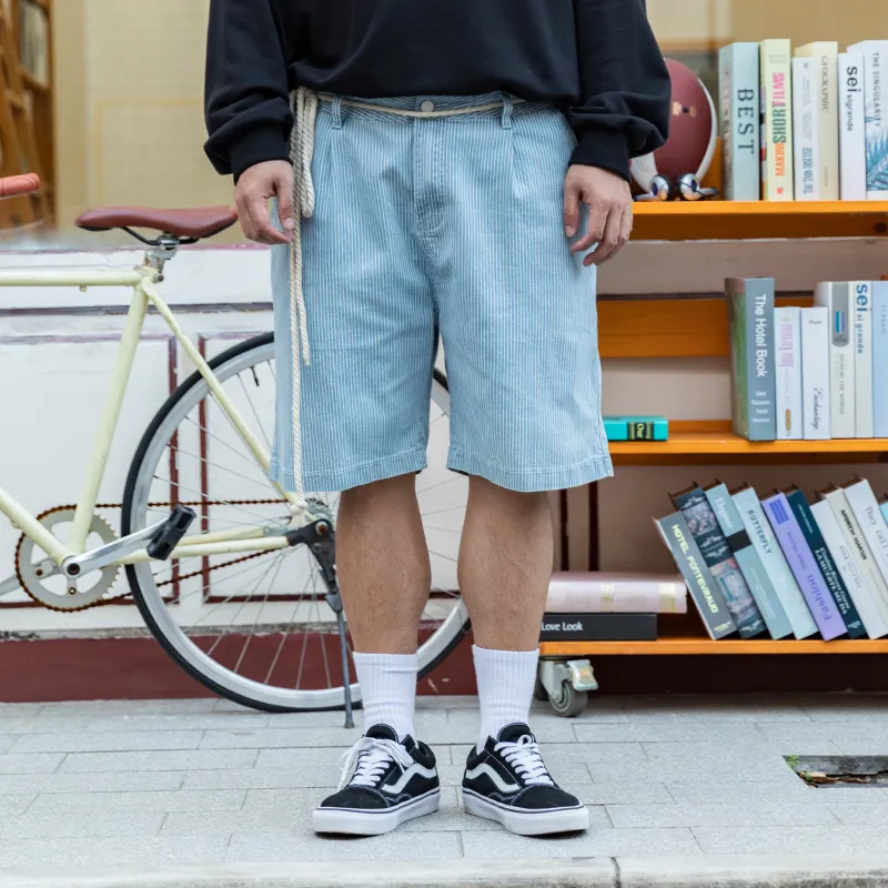 WAYNEXZAVIER Denim Shorts Men Light Blue-3