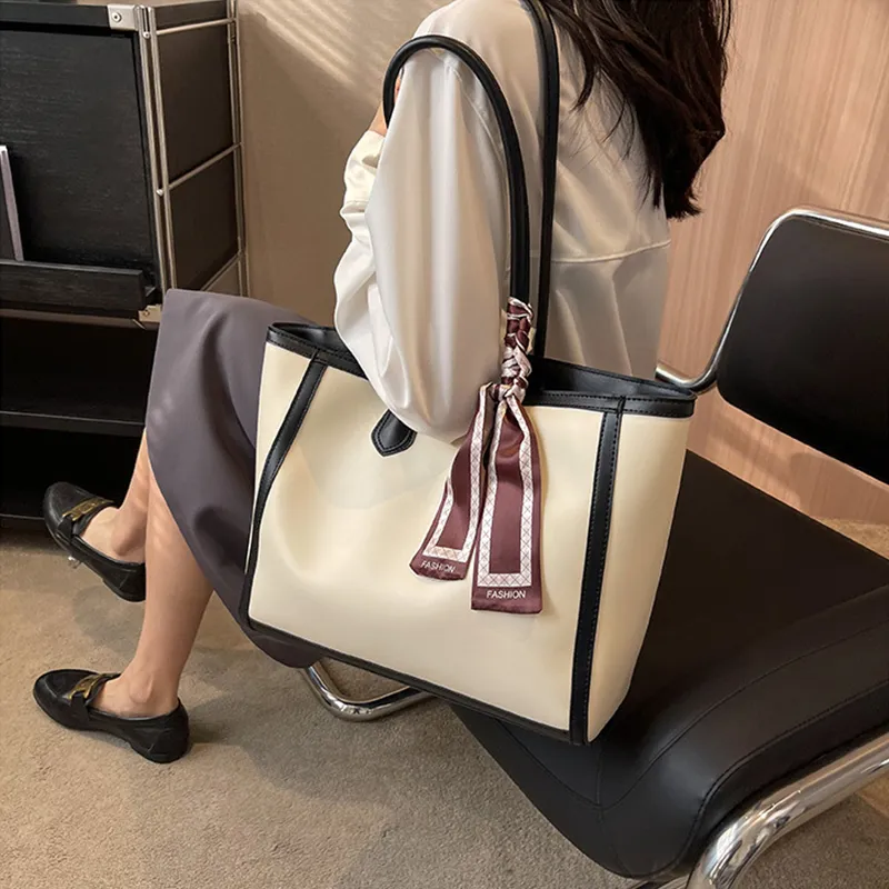 JANE KLAIN PU Tote Bag, Shopping Bag, Handbag, Shoulder Bag Regular Women's Black/White & Coffee/White & Black-9