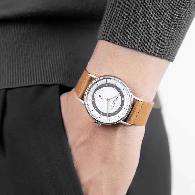 Sea Gull Automatic Mechanical Movement Cow Leather Strap Watch Men's Watches White Dial-2