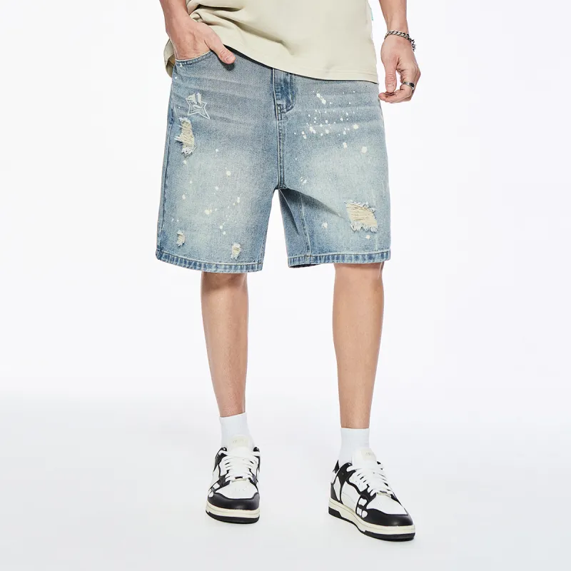 GUKUUL Denim Shorts Unisex Nostalgic Blue-4