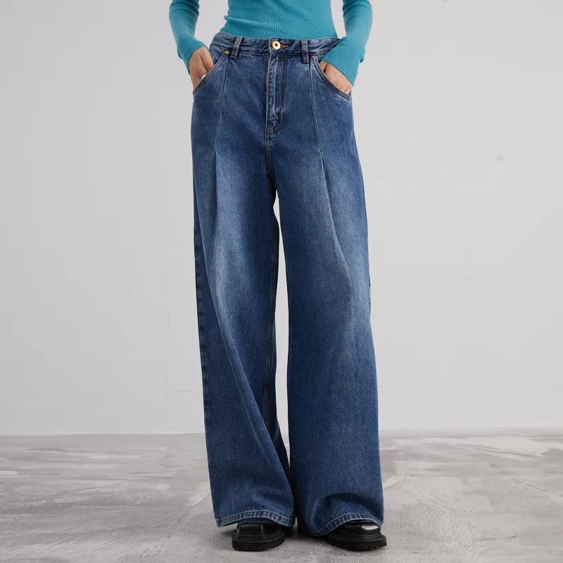 SOLWEIGE Wide Leg Jeans Women's Nostalgic Dark Blue-4