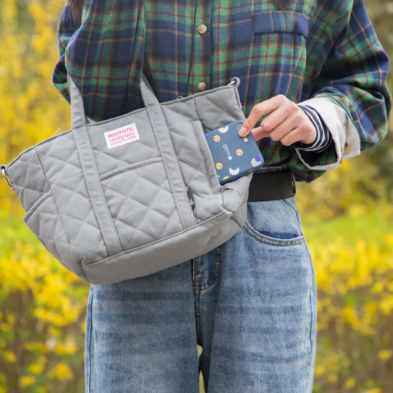 ROOTOTE Cotton Shoulder Bag, Crossbody Bag, Handbag Regular Women's Gray/Green/Red/Black-3