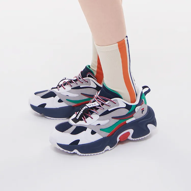 Facetasm X FILA FUSION RACCOON X FACETASM Chunky Sneakers Women's Low Top FILA White & Blue-7