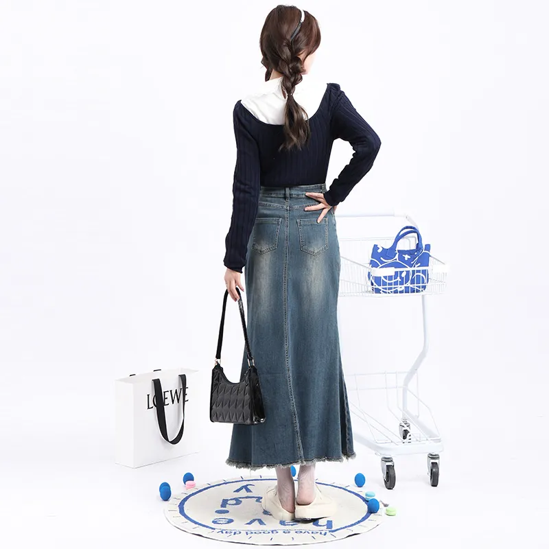 WOWI Denim Long Skirts Women's-5