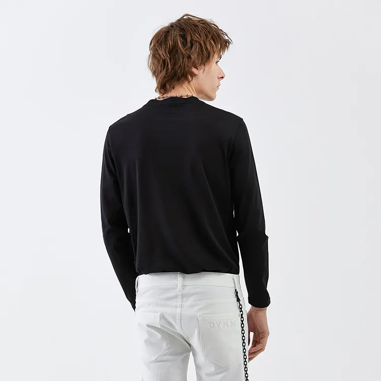 DAVID NAMAN Long Sleeved T Shirt Men's Black-3