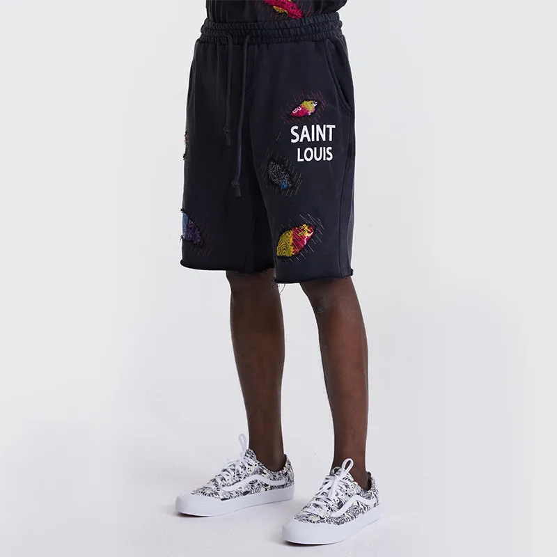 SSSAINT LOUIS Casual Shorts Unisex Washed Black-3