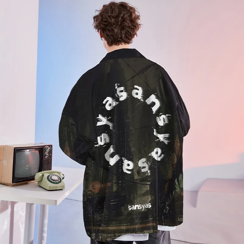 SANSYAS FW22 Loose Fit Jacket Unisex Black-4