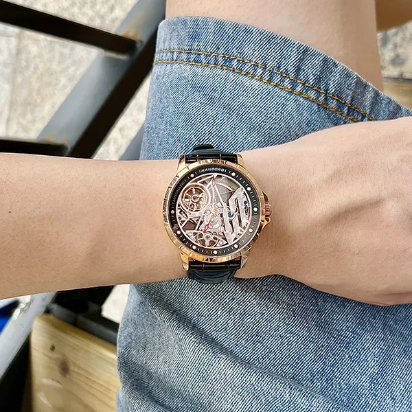 HANBORO Hollow Series Automatic Mechanical Movement Watch Men's Watches Cut Out Dial HBR906.1 MH-2