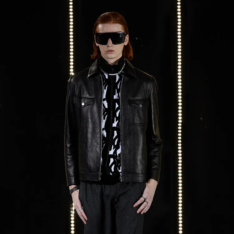 DAVID NAMAN Leather Jacket Men's Black-2