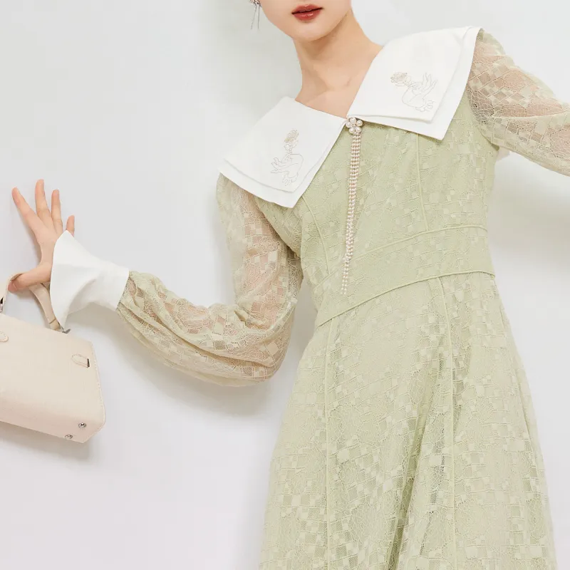 JINYE ORIENTAL Mid Length Dress Fruit Green-2