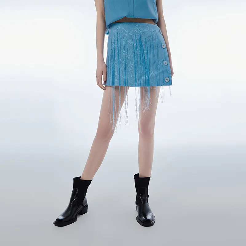 D. MARTINA QUEEN Casual Short Skirts Women's Dark Sky Blue-2