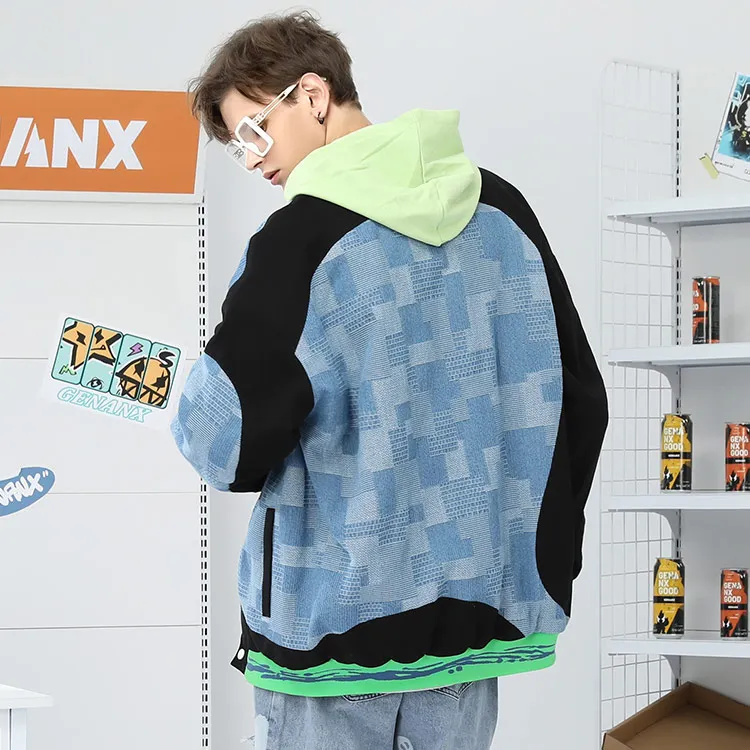 GENANX Letter Baseball Collar Loose Fit Puffer Jacket Unisex-4