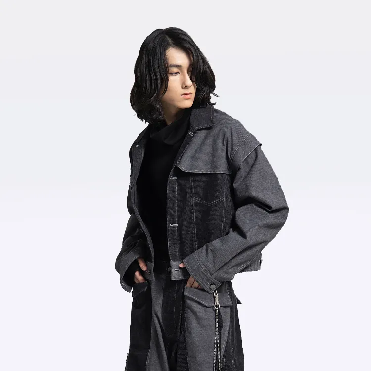 HUANXIANGZHE Jackets Unisex Black Gray Color-3