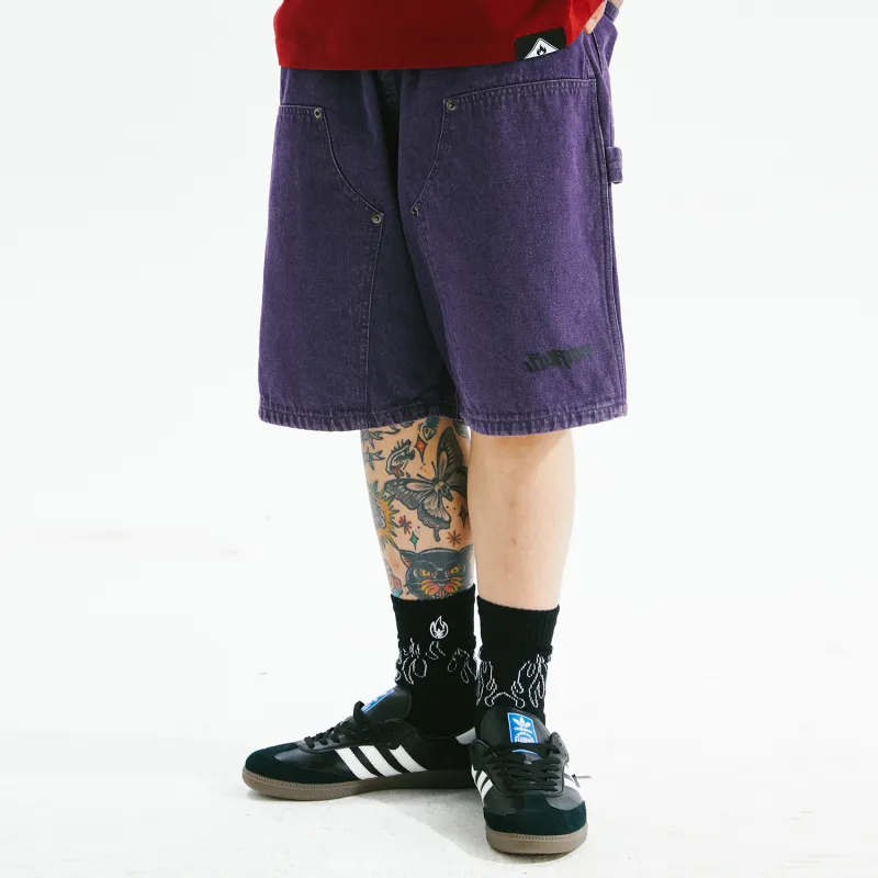 BURNIN Denim Shorts Unisex Purple-5