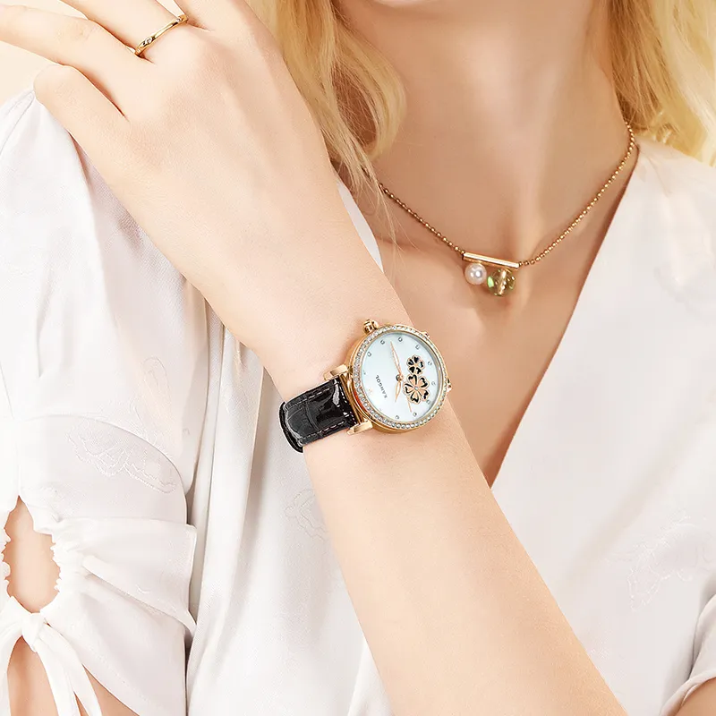 KANGOL Automatic Mechanical Movement Genuine Leather Strap Watch Women's Watch White Dial KANGOL-K316-2
