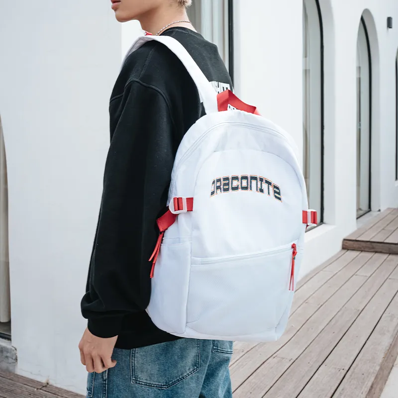 DRACONITE Polyester Student Backpack Regular Unisex White-7