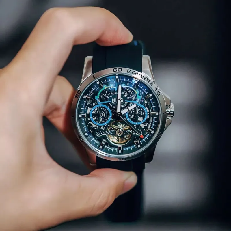 FAIRWHALE Pioneer Collection Men's Watch Automatic Mechanical Movement Watch Men's Watches Cut Out Dial-6
